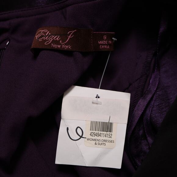 Eliza J Purple Taffeta Evening Gown Dress 6 Formal Wedding Guest Mother of Bride - Picture 10 of 12